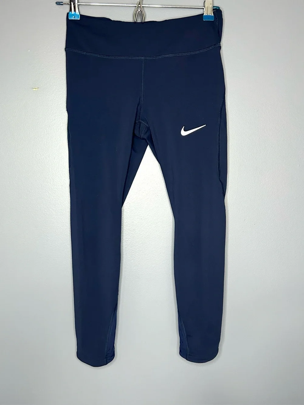 Nike‎ Dri-FIT Running Leggings Womens S Blue Compression Zip Pocket 890323-451